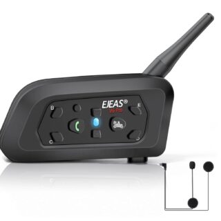 Ejeas V6 Pro Plus Helmet Bluetooth Intercom for 6 Riders, Headphone with Mic for Motorcycle Riders Communication (Single Unit)