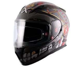 AXOR STREET FREEDOM Gloss Black Silver Full Face Helmet