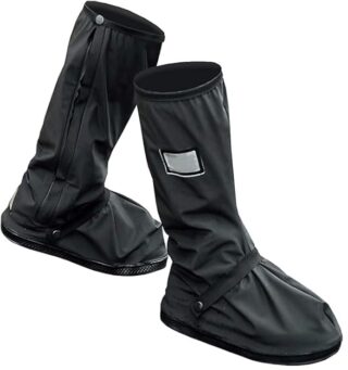 Waterproof Shoe Cover Protector for Men and Women - Reusable Anti-Slip Rubber (1-Pair, Black)