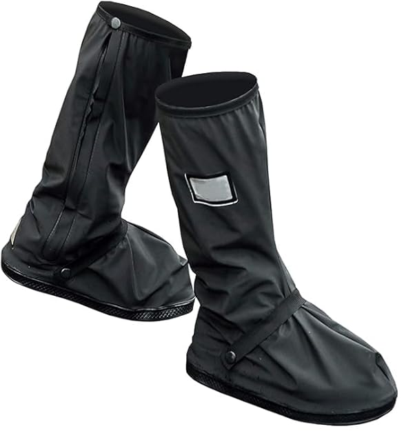 Waterproof Shoe Cover Protector for Men and Women - Reusable Anti-Slip Rubber (1-Pair, Black)