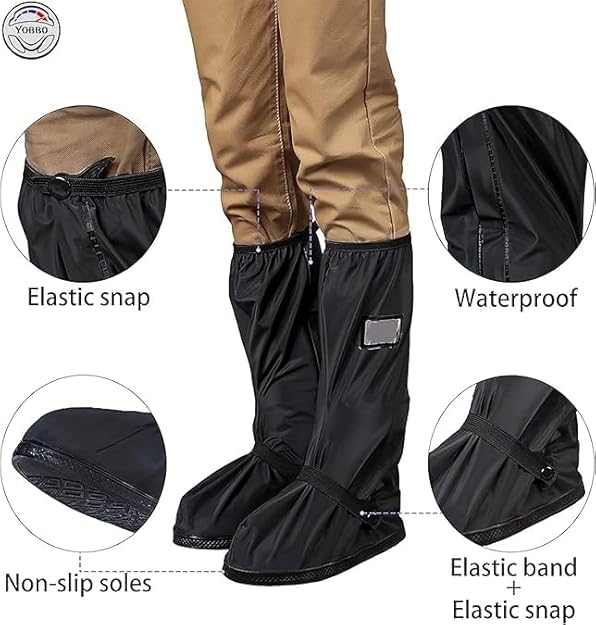 Waterproof Shoe Cover Protector for Men and Women - Reusable Anti-Slip Rubber (1-Pair, Black) - Image 3