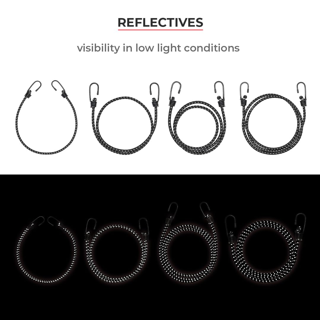 ViaTerra Reflective Bungee Cord for Bike Luggage with Hooks - Durable Bike Rope and Luggage Tie Down, Perfect Bungee Cord and Luggage Rope for Bikers - Image 5
