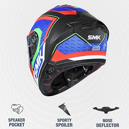 SMK Typhoon RD1 ISI ECE & DOT Certified Full Face Dual Visor Helmet for Men and Women with Pinlock Fitted Clear Visor and Inner Sun Visor - Image 5