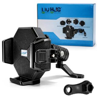 LIU HJG Motorcycle Mobile Holder with Mirror Fitting 360 Rotational Shockproof, Secure Grip for Smartphones