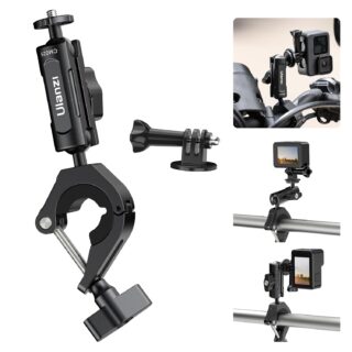 Ulanzi Camera Clamp Handlebar Bike Mount 360° Double Ballhead Magic Arm Black