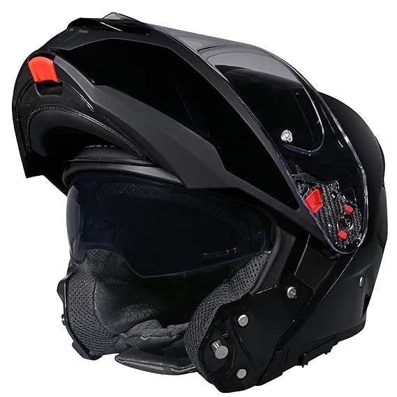 SMK Gullwing Solid Flip-up Full Face Helmet ISI, ECE22.06 and DOT Certified with Pinlock and Dual Visor - Image 3
