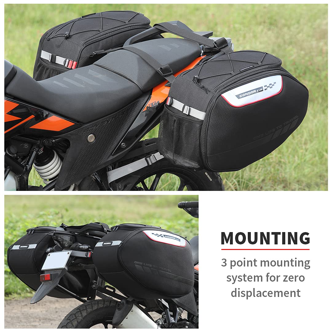 ViaTerra Condor 2UP Waterproof Saddlebag (64 LTR) |Compatible with All Bikes with Saddle Stay for Motorcycle - Image 4