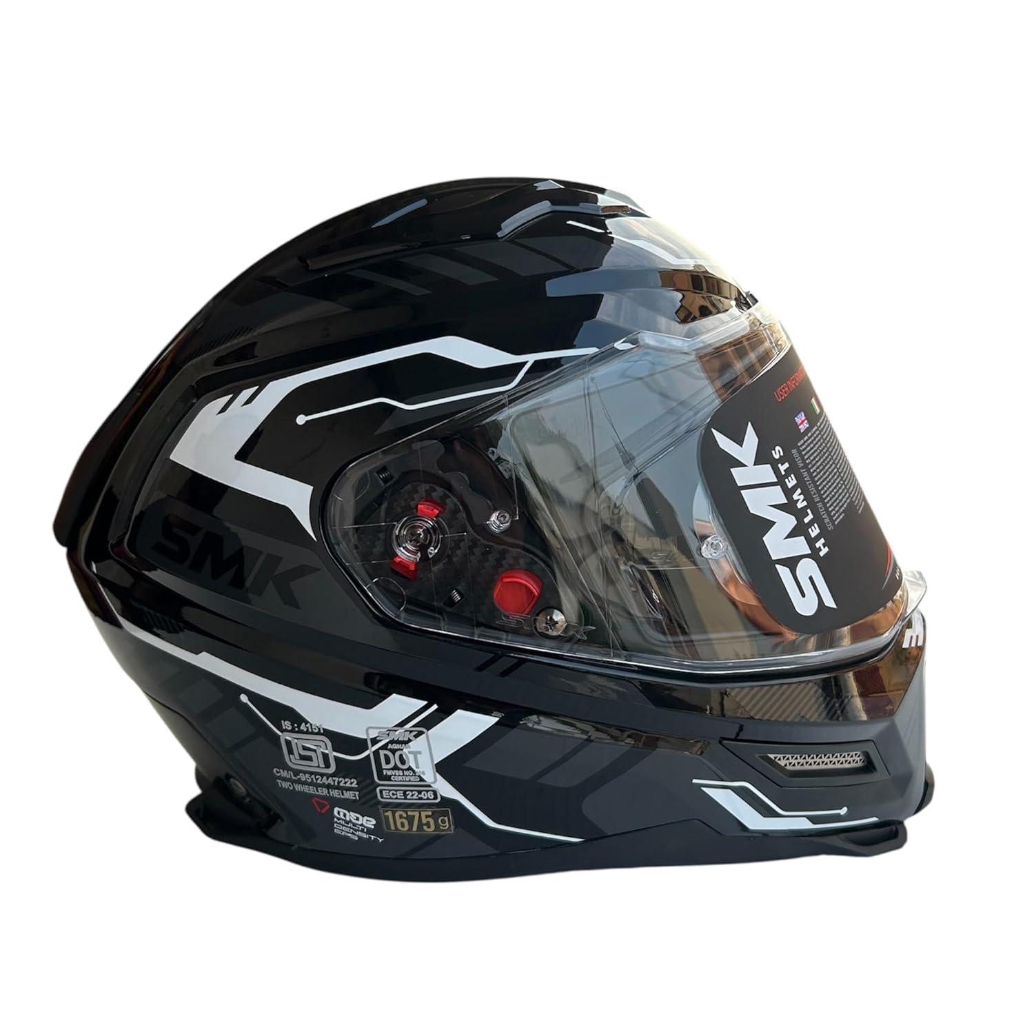 SMK Agnar TEKTRON Full Face Dual Visor Helmet, ISI, DOT & ECE 22.06 Certified, Pinlock 30 Insert