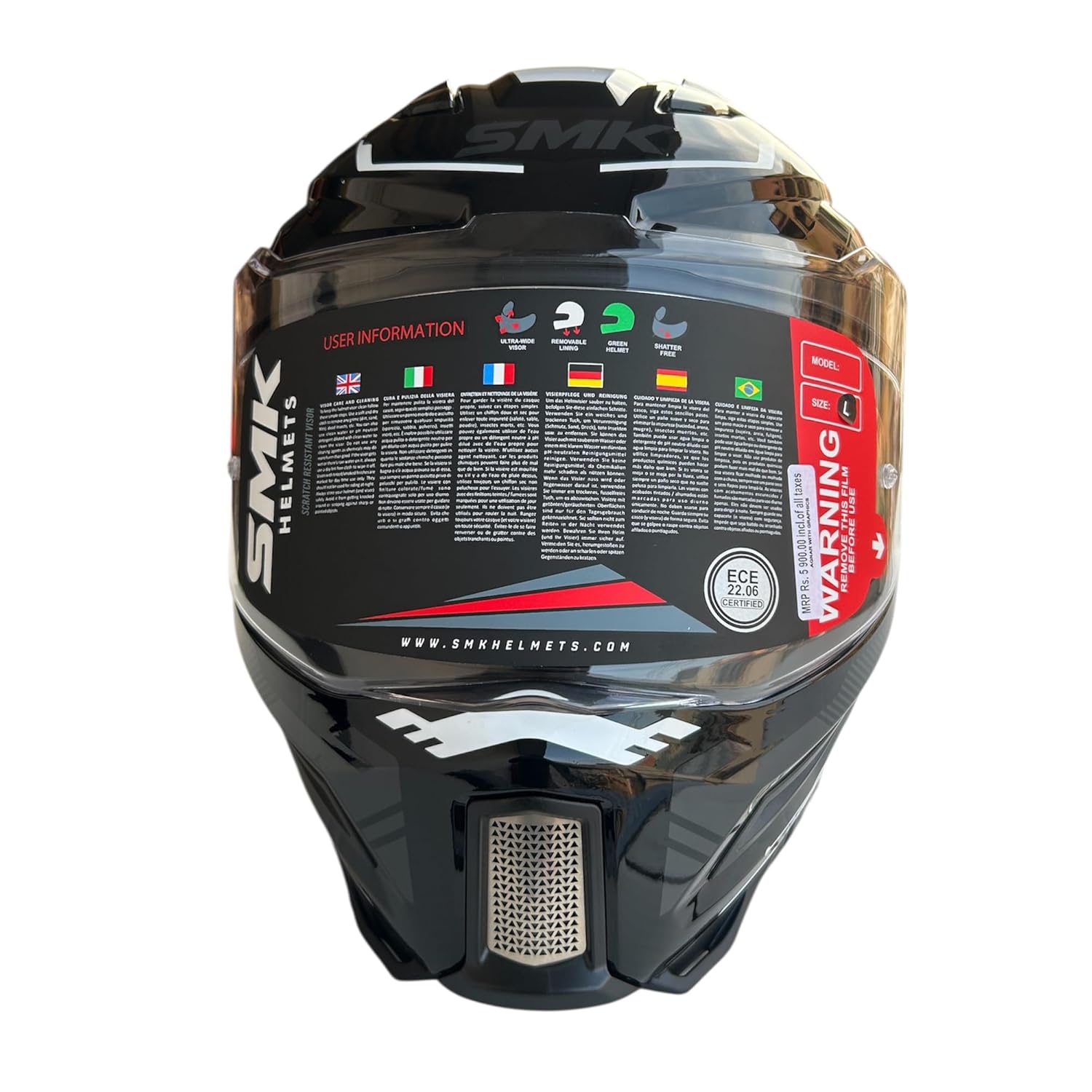 SMK Agnar TEKTRON Full Face Dual Visor Helmet, ISI, DOT & ECE 22.06 Certified, Pinlock 30 Insert - Image 6