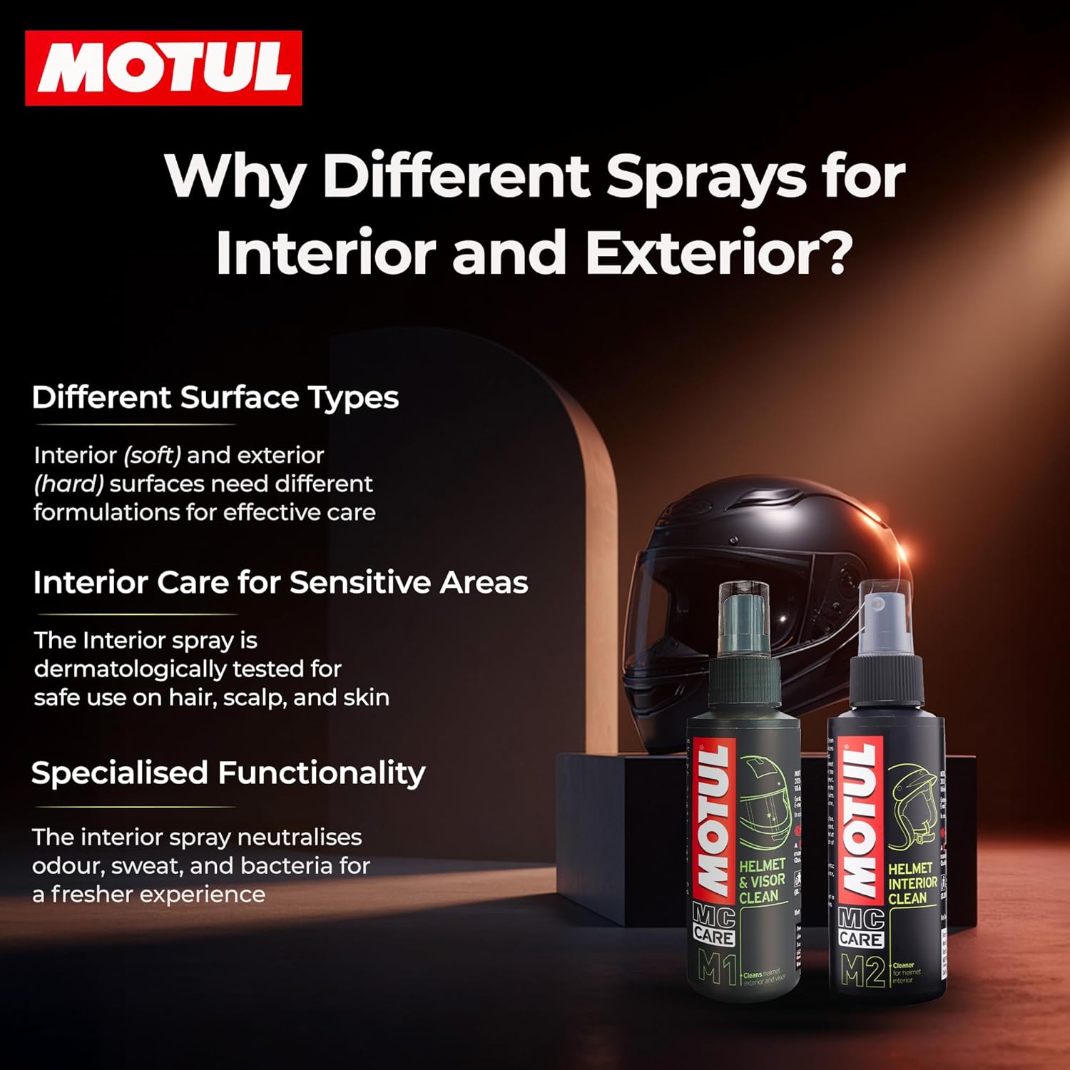 Motul Helmet Care Kit – Helmet Visor & Interior Cleaner Spray Anti-Bacterial - Image 2