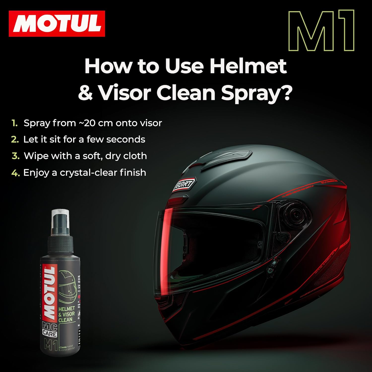 Motul Helmet Care Kit – Helmet Visor & Interior Cleaner Spray Anti-Bacterial - Image 3