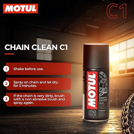 Motul Chain Lube & Chain Cleaner Combo for Bikes – C2 Lubrication + C1 Deep Cleaning Spray for Superior Chain Care, Suitable for All Motorcycles, 150 ml Eac - Image 5