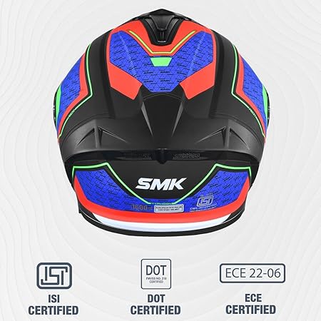 SMK Typhoon RD1 ISI ECE & DOT Certified Full Face Dual Visor Helmet for Men and Women with Pinlock Fitted Clear Visor and Inner Sun Visor - Image 4