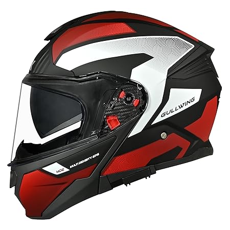 SMK Gullwing Sonic Flip-up Full Face Helmet ISI, ECE22.06 and DOT Certified with Pinlock and Dual Visor - Image 4