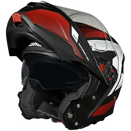 SMK Gullwing Sonic Flip-up Full Face Helmet ISI, ECE22.06 and DOT Certified with Pinlock and Dual Visor