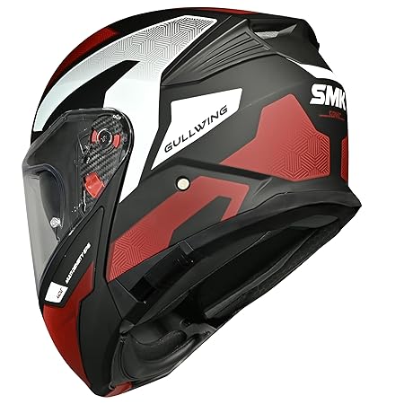 SMK Gullwing Sonic Flip-up Full Face Helmet ISI, ECE22.06 and DOT Certified with Pinlock and Dual Visor - Image 2
