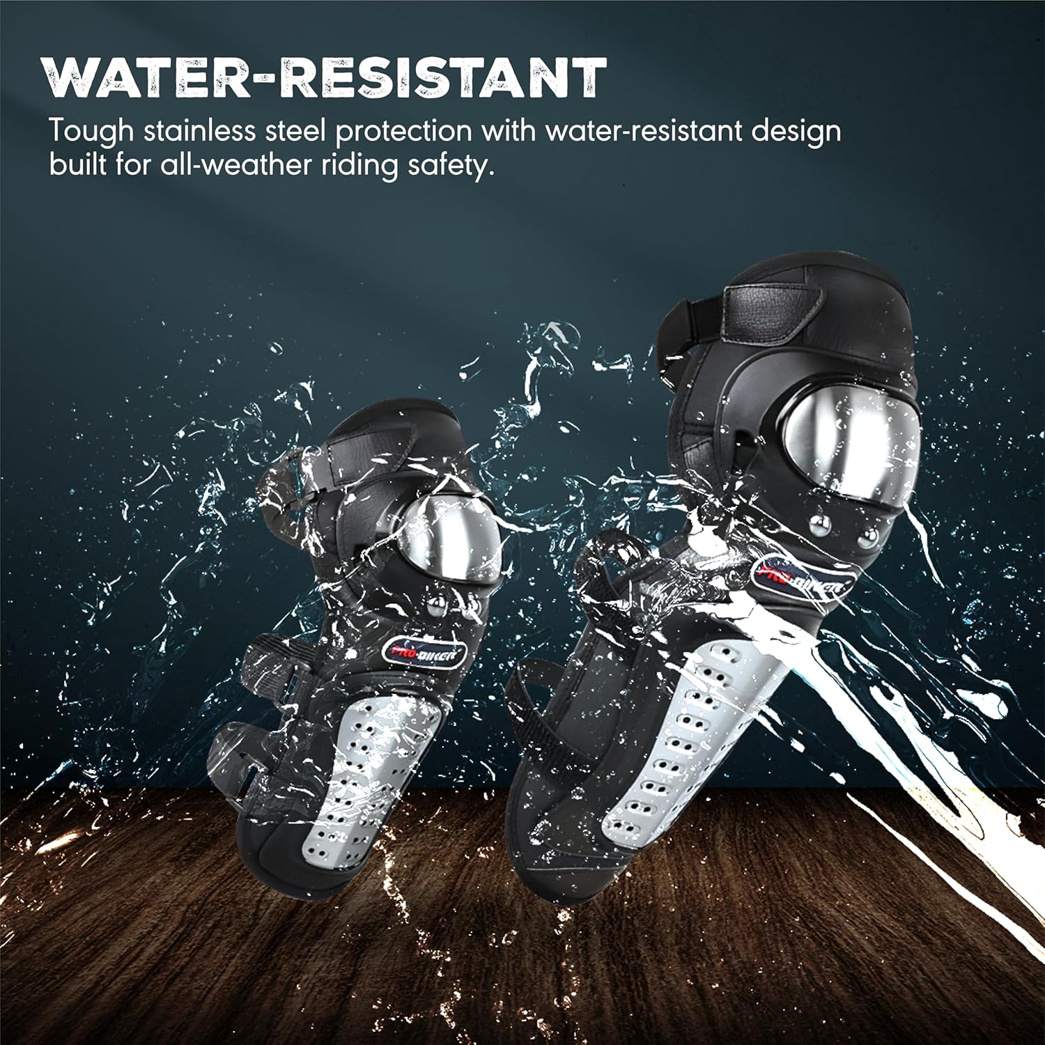 Pro Biker Motorcycle Knee and Elbow Guard Protective Riding Gear with Stainless Steel Shell, Adjustable Straps for Bike, Racing - Image 4