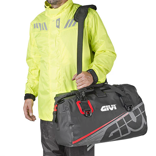 GIVI Waterproof Cylinder Tail Bag 40 Ltr Grey Red - Image 2