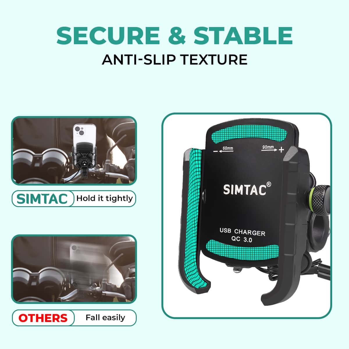 Simtac super grip with vibration damper & USB-A charger - Image 2