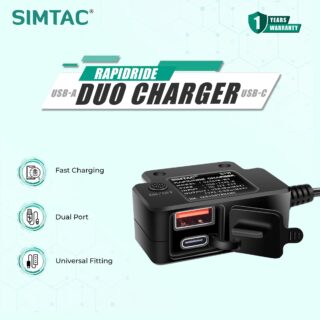 Simtac rapidride duo 51w charger with USB-A & Type-C Rated 5.00 out of 5 based on 2customer ratings ( 4 Reviews ) SKU: UAC51W-DUO