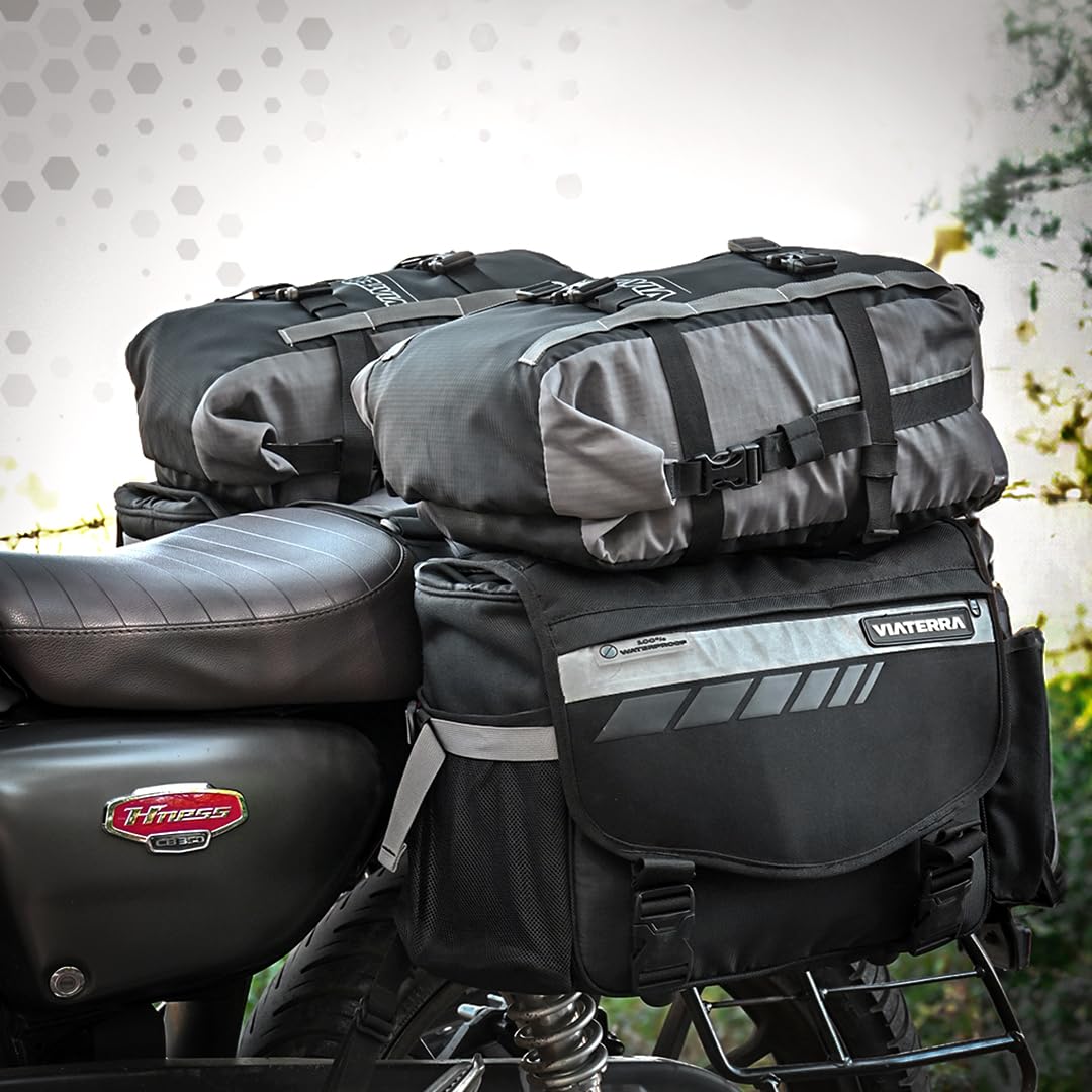 ViaTerra 100% Waterproof Leh Motorcycle Saddlebags for Straight exhausts (70 LTR) - Image 2