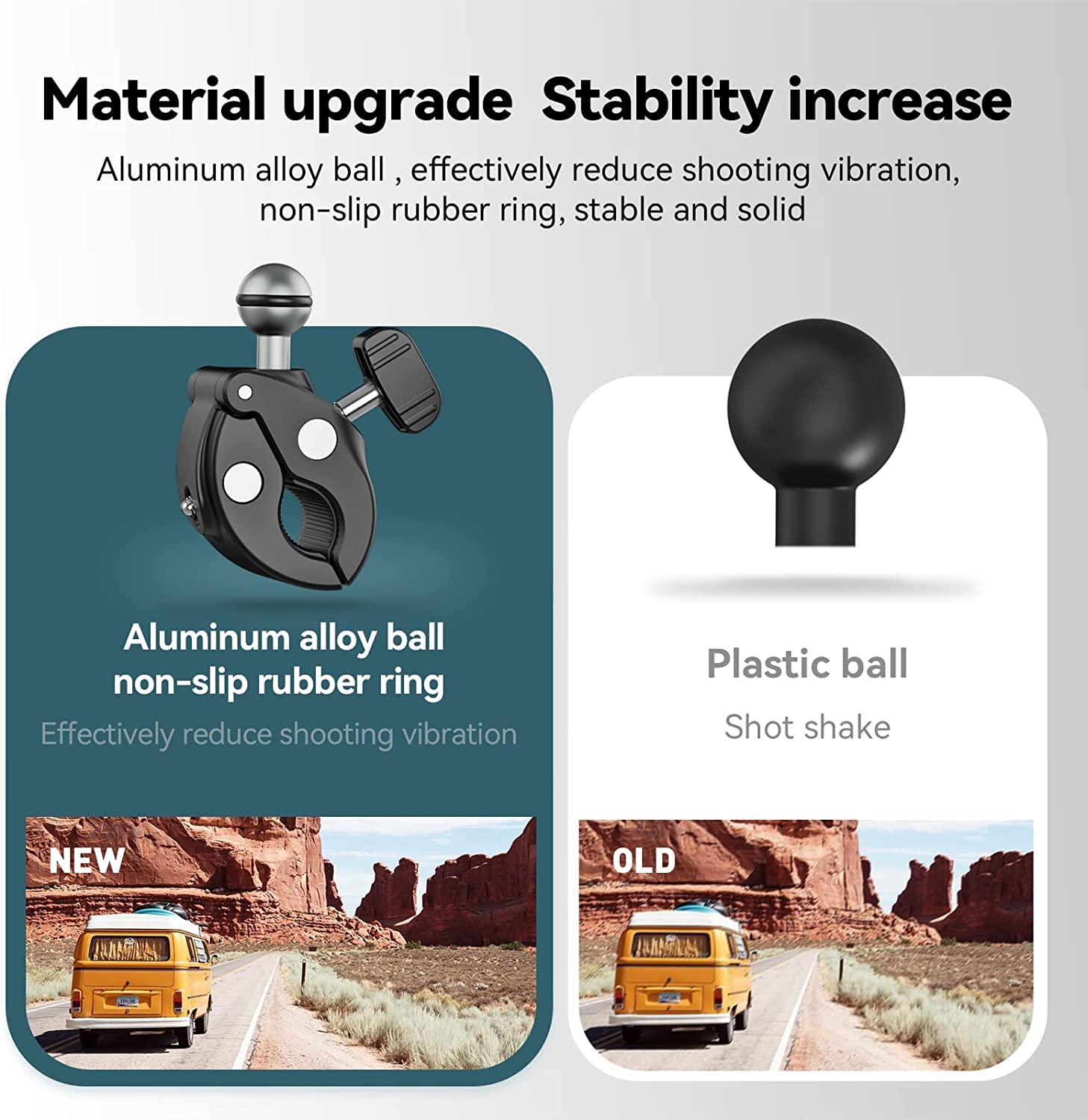 Ulanzi Camera Clamp Handlebar Bike Mount 360° Double Ballhead Magic Arm Black - Image 5