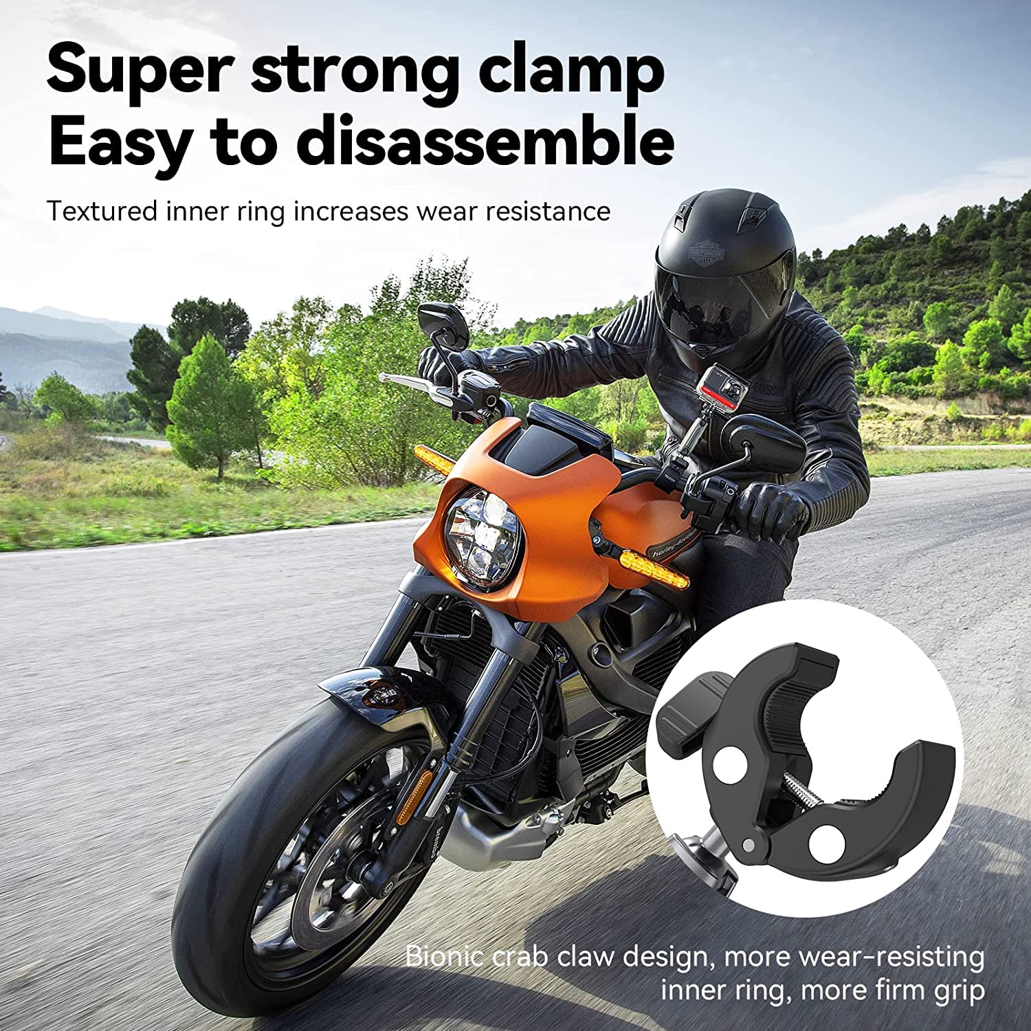 Ulanzi Camera Clamp Handlebar Bike Mount 360° Double Ballhead Magic Arm Black - Image 7