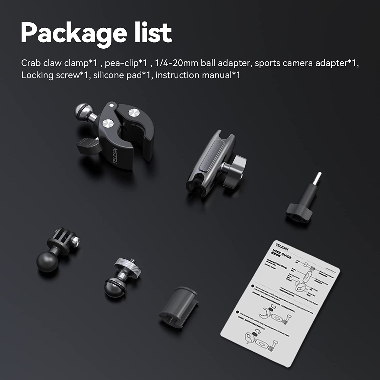 Ulanzi Camera Clamp Handlebar Bike Mount 360° Double Ballhead Magic Arm Black - Image 2