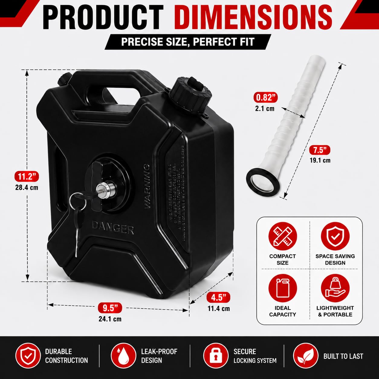 Universal 5 Liter Fuel Jerry Can With Lock and Cap For Motorcycle (black) - Image 4
