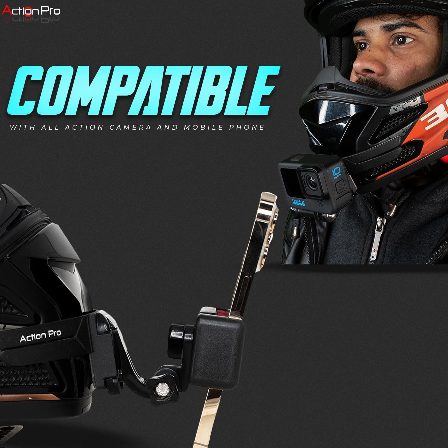 Action Pro Helmet Chin Mount Strap Compatible with GoPro - Image 2