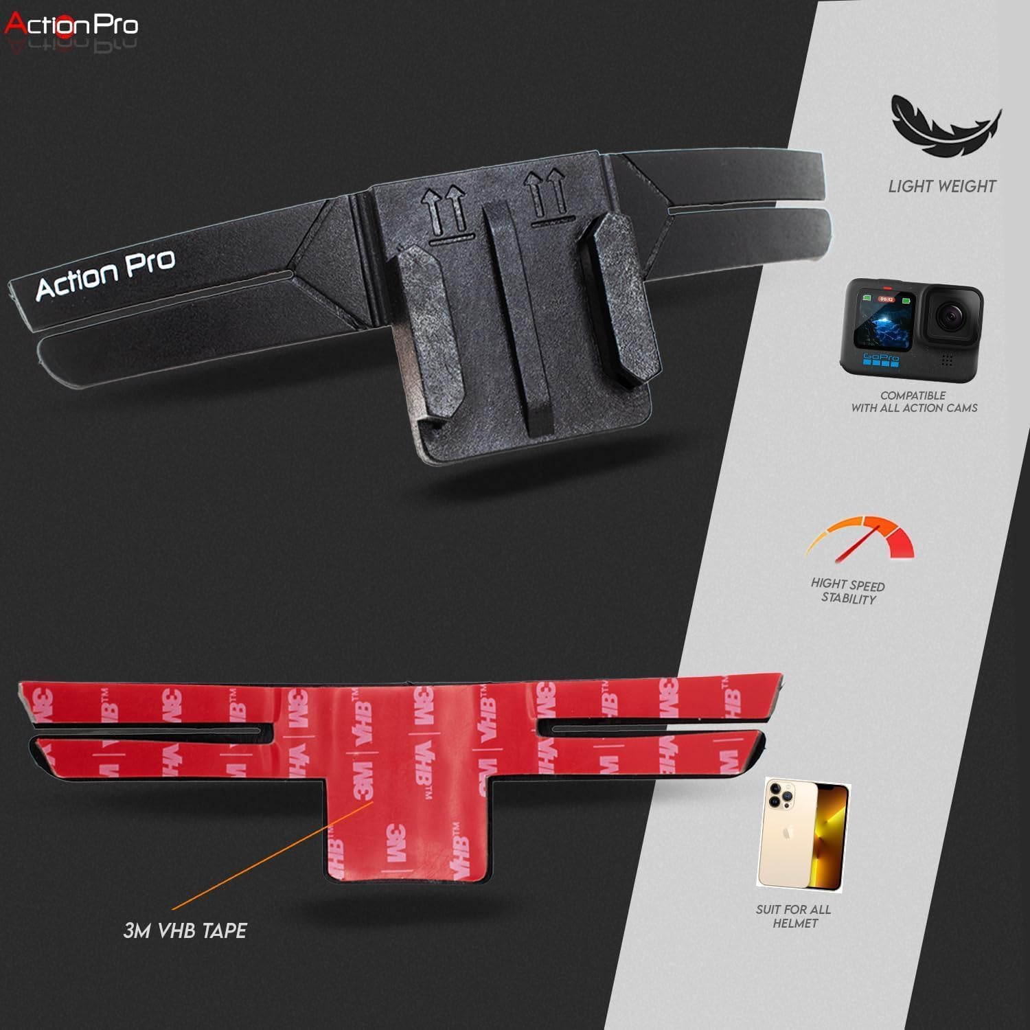Action Pro Helmet Chin Mount Strap Compatible with GoPro - Image 3