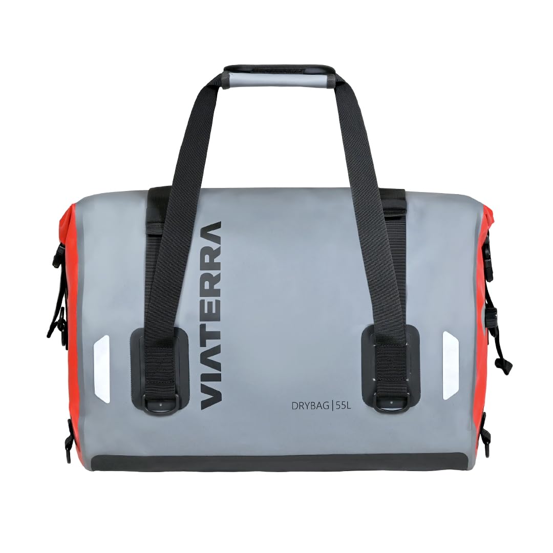 ViaTerra Universal Waterproof Drybag 55L Motorcycle Tailbag | Seam welded waterproof bag, No need for Raincover, Air Valve for easy packing, Roll top closure, No Saddle Stay/Rack Needed - Image 2