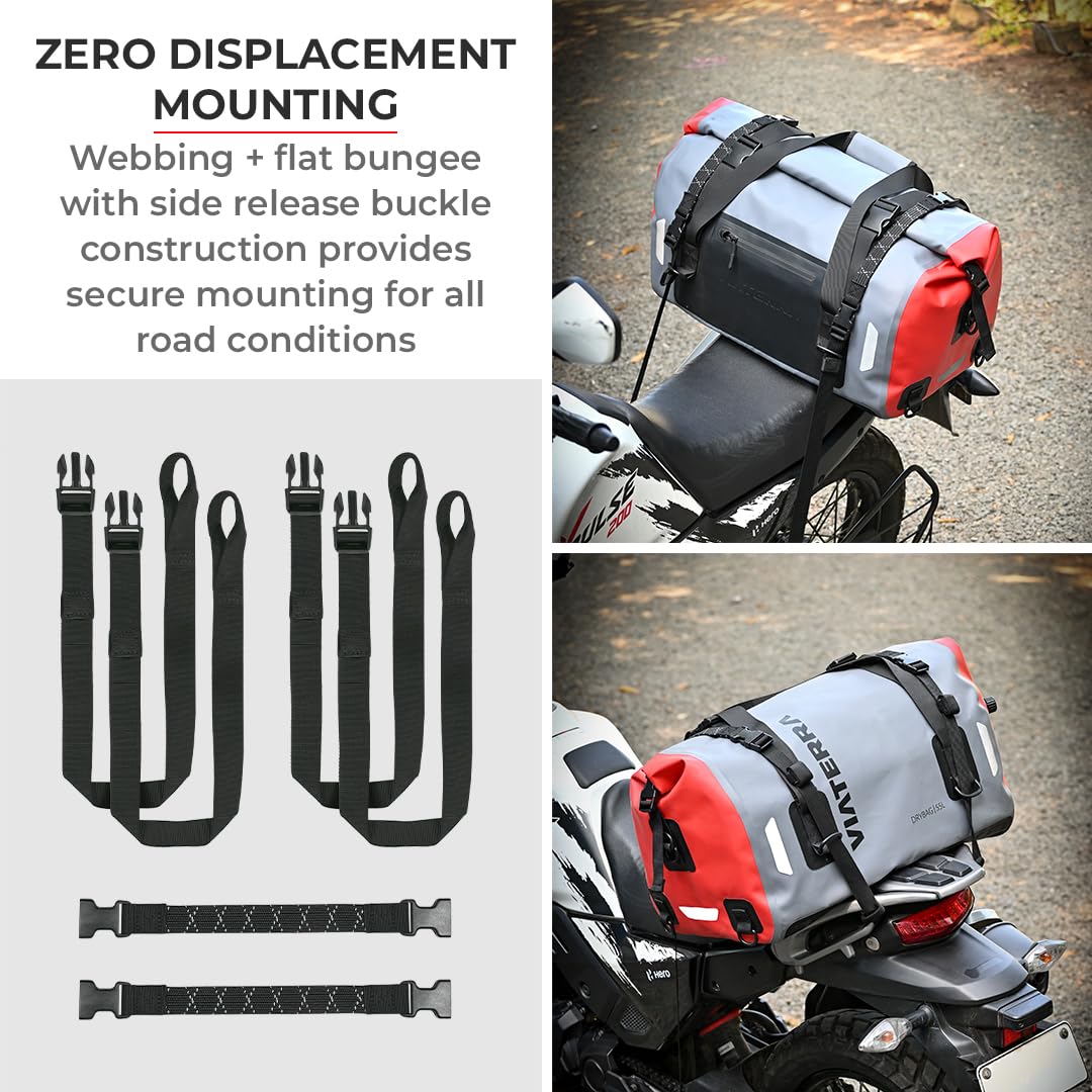 ViaTerra Universal Waterproof Drybag 55L Motorcycle Tailbag | Seam welded waterproof bag, No need for Raincover, Air Valve for easy packing, Roll top closure, No Saddle Stay/Rack Needed - Image 5