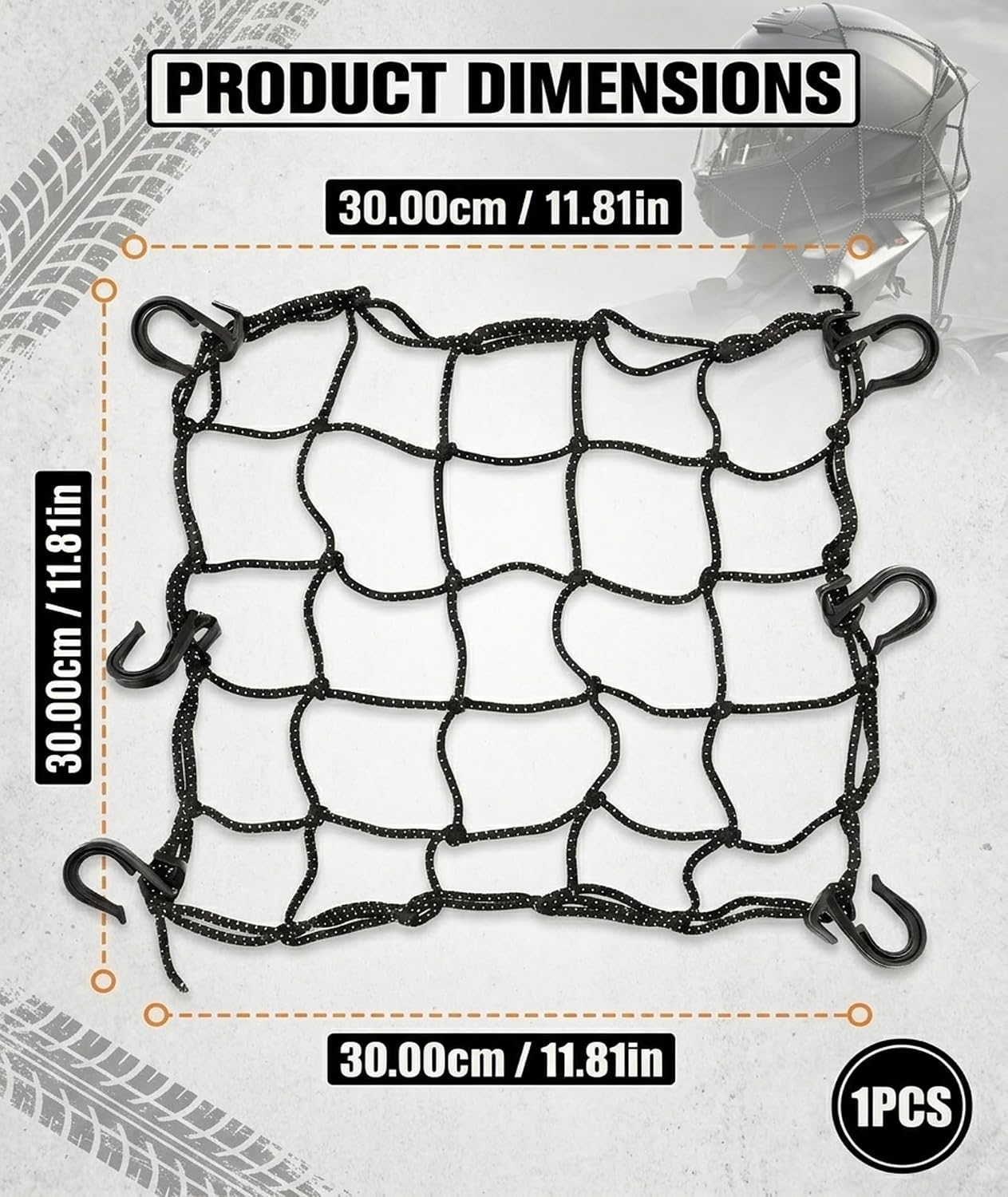 Bungee Net for Bike, Cargo Net for Bike Luggage with Elastic Cords, Secures Items on Motorcycles Bicycles Scooters, 30x30 cm Black Storage Net - Image 2