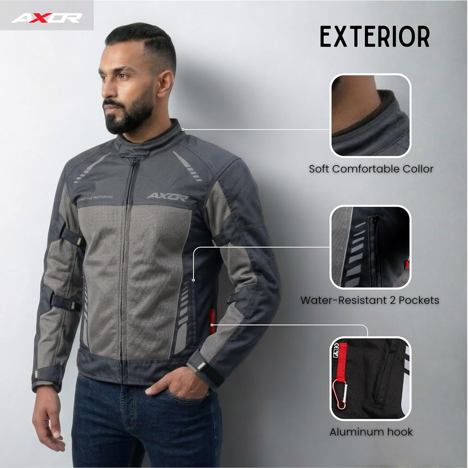 Axor Nimbuz Elite Riding Jacket Grey - Image 5