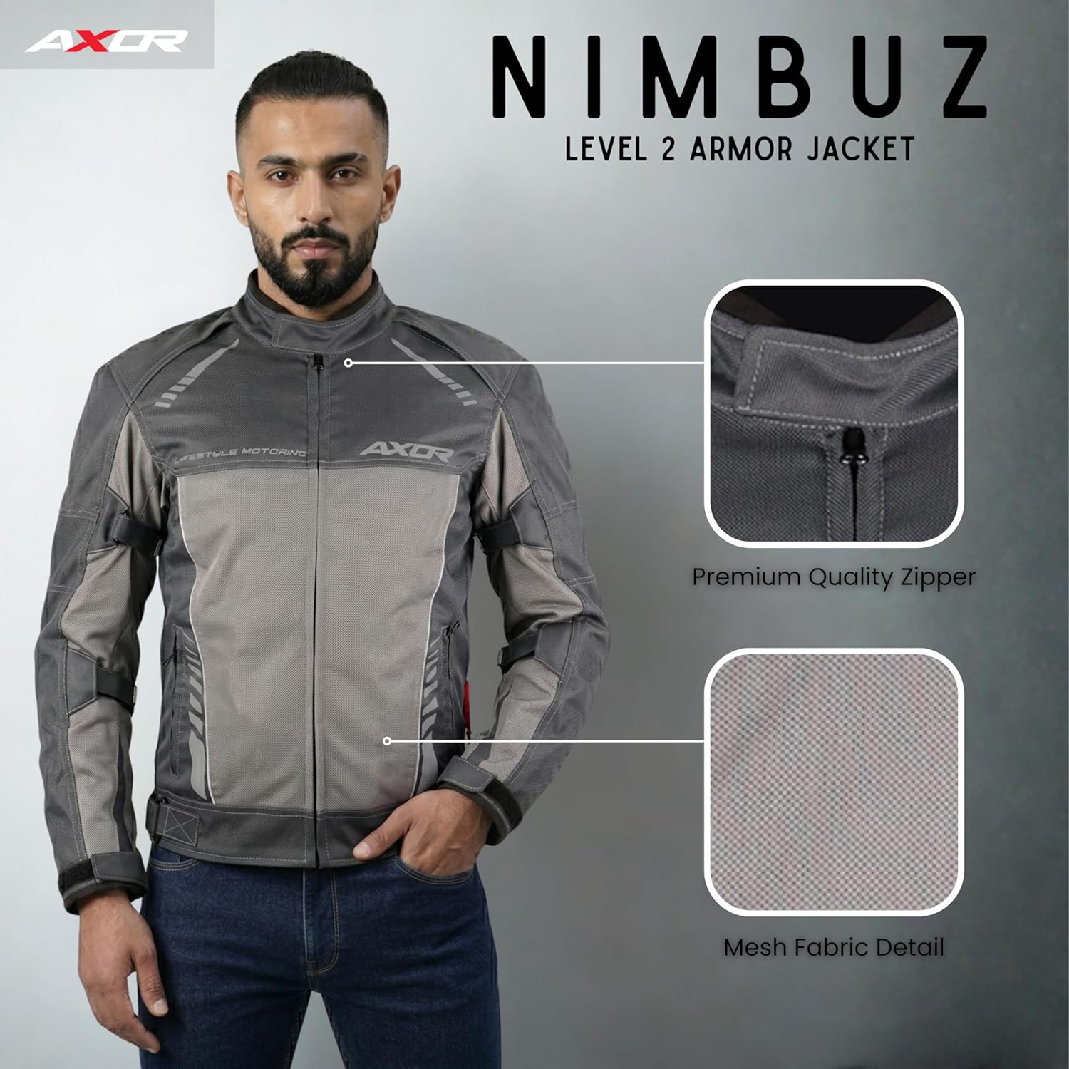 Axor Nimbuz Elite Riding Jacket Grey - Image 2