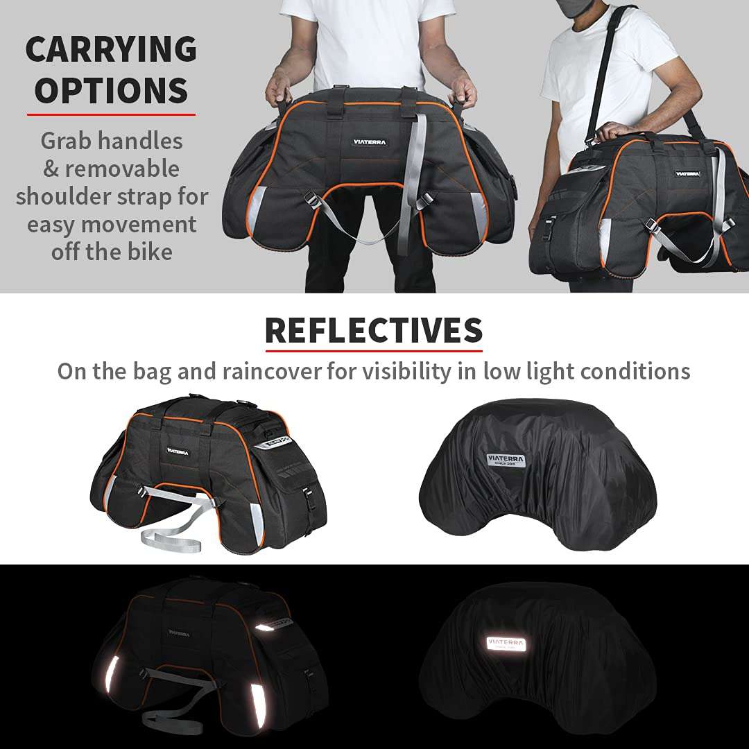 Viaterra Claw Universal Non Waterproof Motorcycle Tailbag - Orange - Image 6