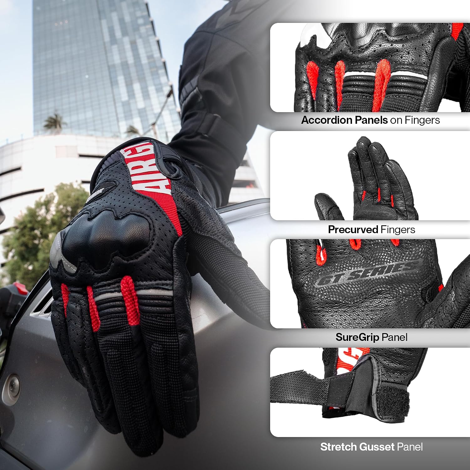 Rynox Air GT 2 Motorcycle Riding Gloves - Black Red - Image 7