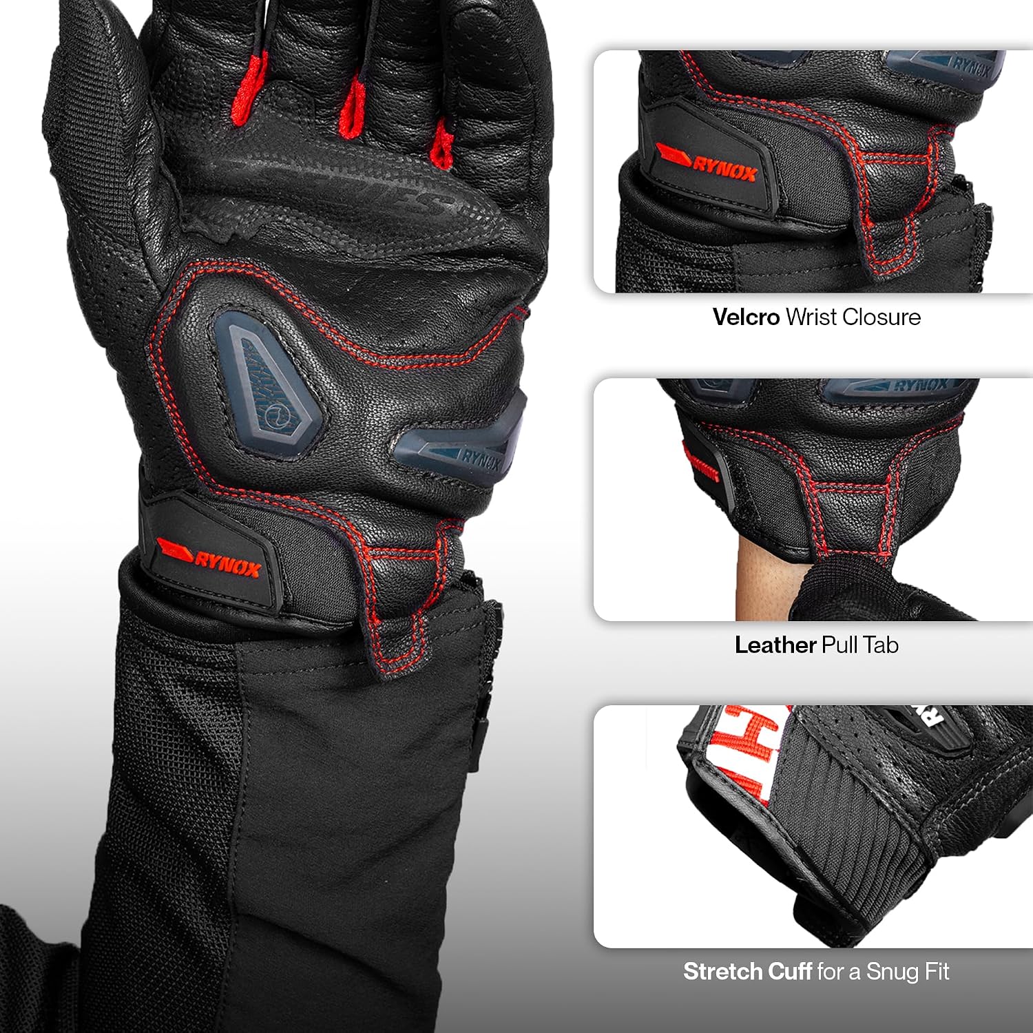 Rynox Air GT 2 Motorcycle Riding Gloves - Black Red - Image 6