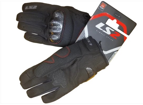 LS2 Chaki Carbon Riding Gloves - Black