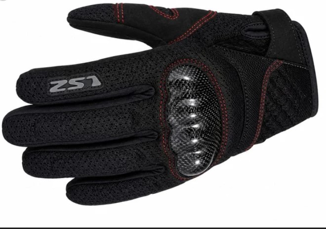 LS2 Chaki Carbon Riding Gloves - Black - Image 2
