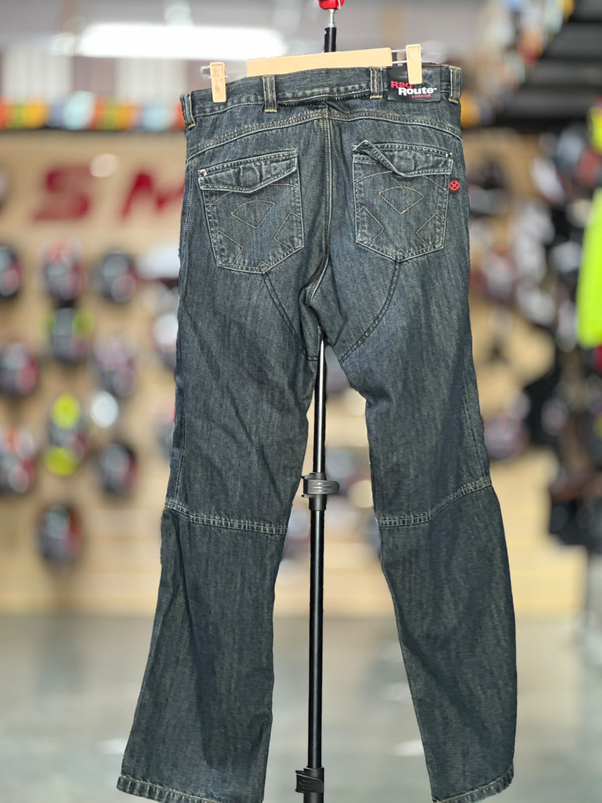 RED ROUTE DENIM RIDING PANT WITH LEVEL 2 PROTECTION SIZE 34 WAIST - Image 4